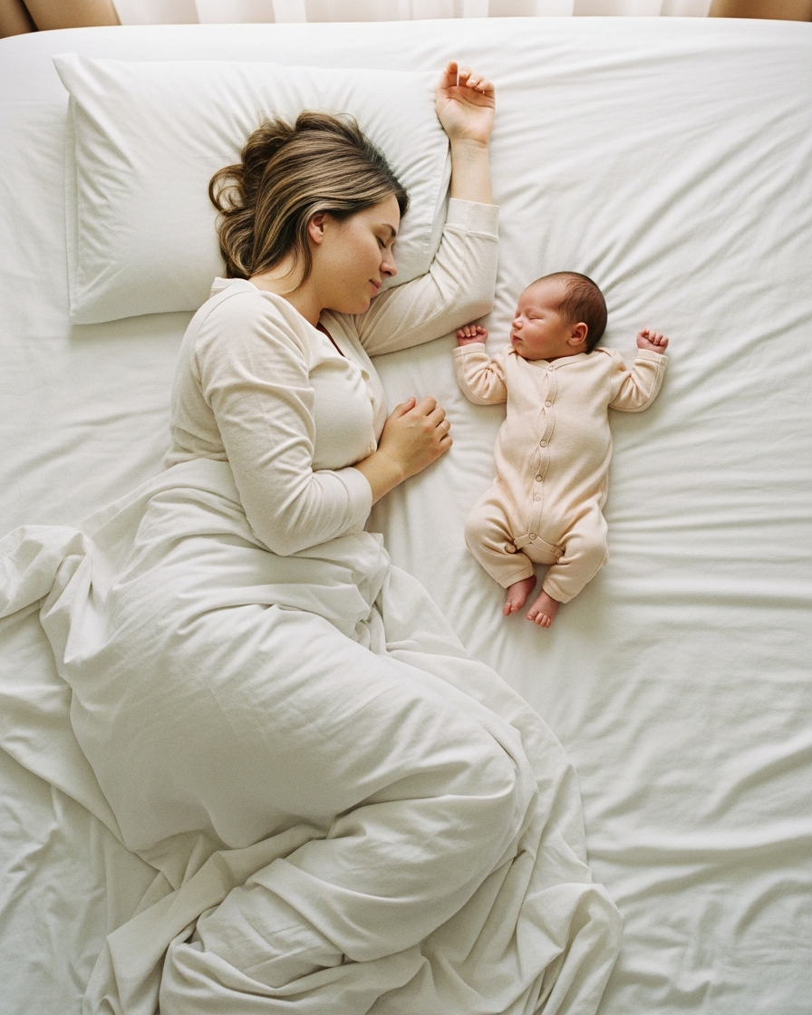 Two mothers, side by side, one holding her newborn — the human moment the guide is built around.
